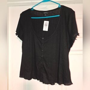 Torrid Black Short Sleeve Button-Down Top
